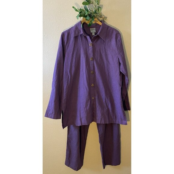 COPY - Rabbit Rabbit Rabbit Designs Pants Suit Size 16P / 16T Purple Linen Blen… - Picture 1 of 16